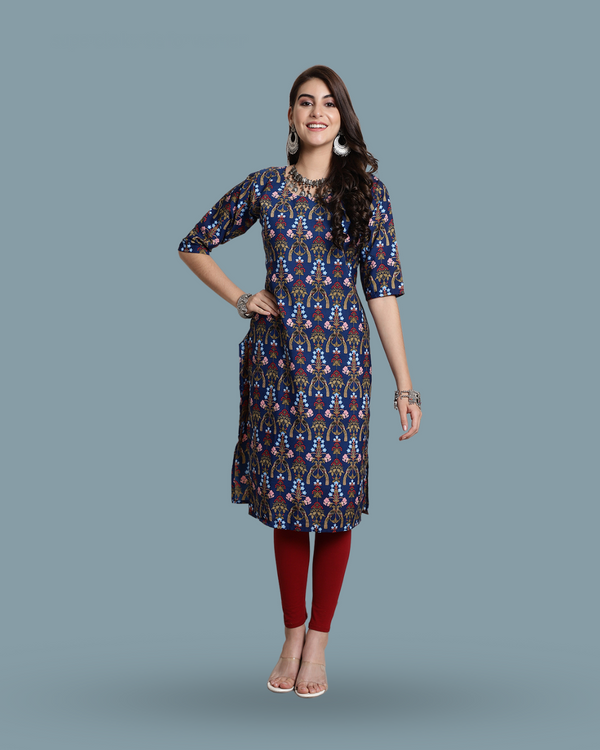 Tropical Blue Print Kurta