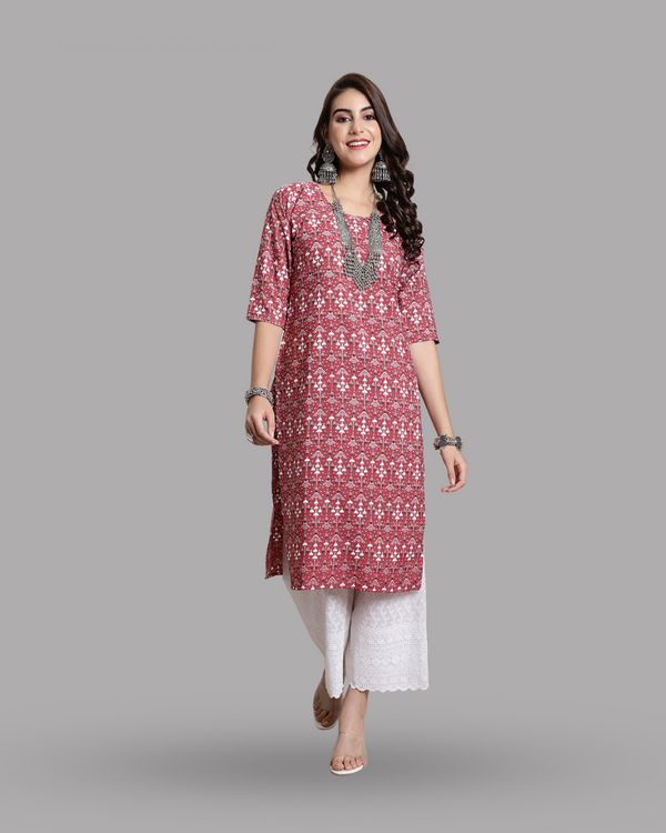 Chic Pink Print Kurta