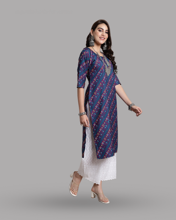 Classic Beauty Blue Bandhani Kurta