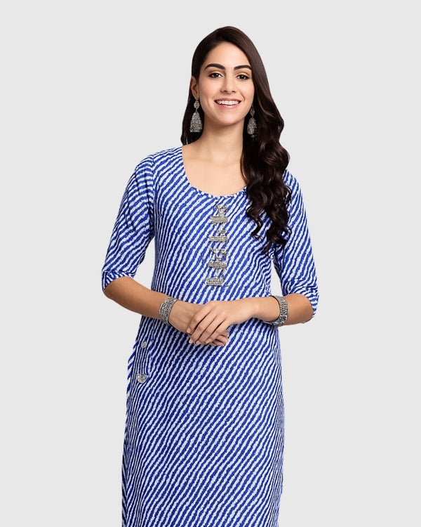 Blue Charm Leheriya Kurta