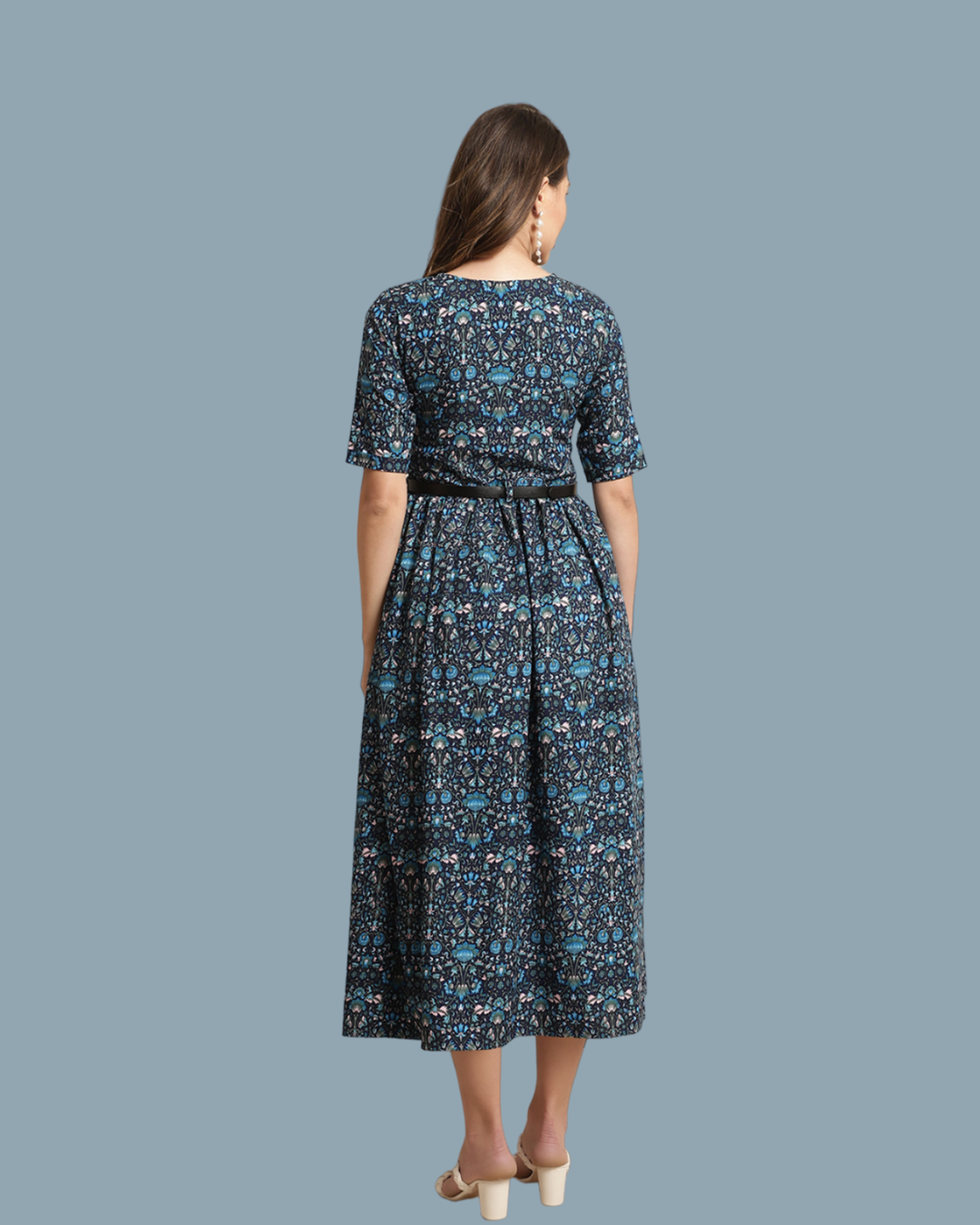 Timeless Pattern Blue Maxi Dress
