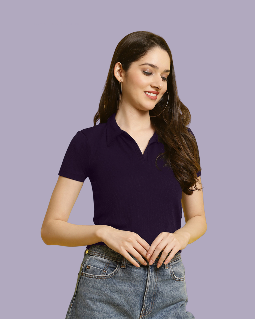 Dark Purple Collar Elegance