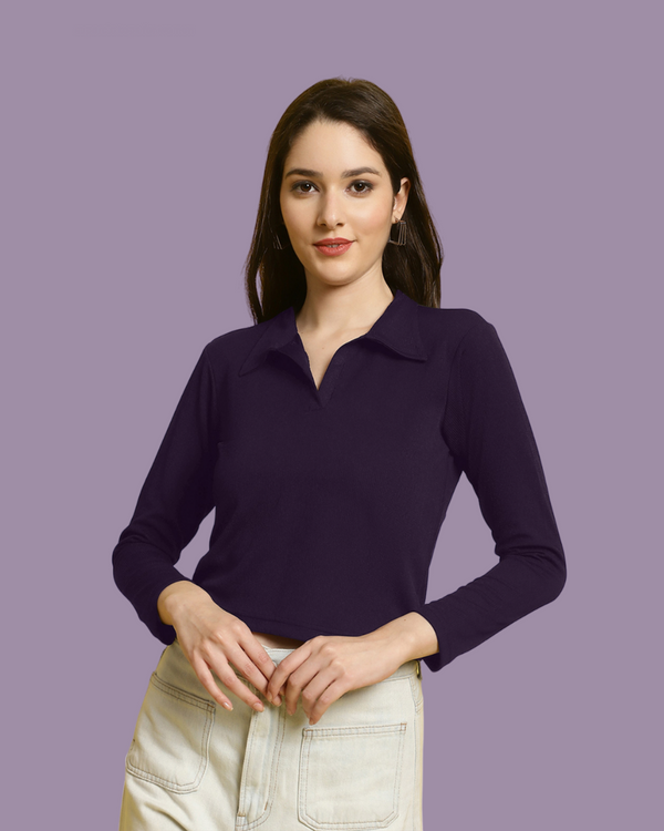 Royal Eggplant Collar Top