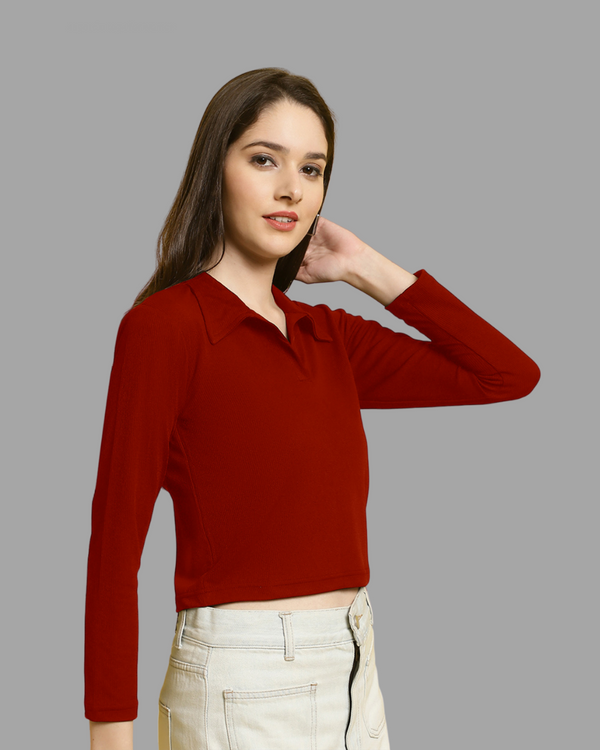 Cherry Red Collar Top