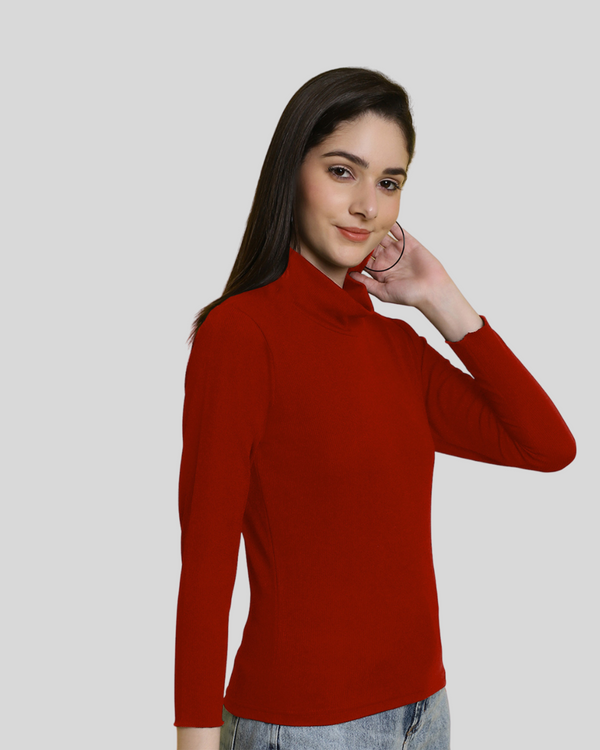 Cherry Red High Neck Top