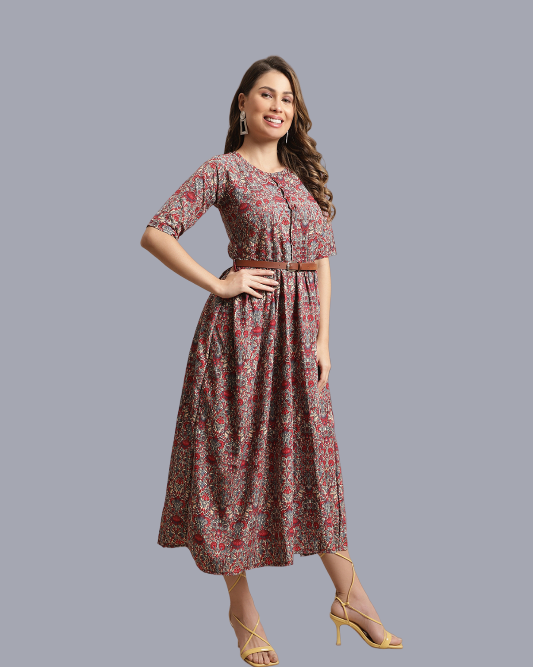 Ethnic Charm Maroon Maxi Dress