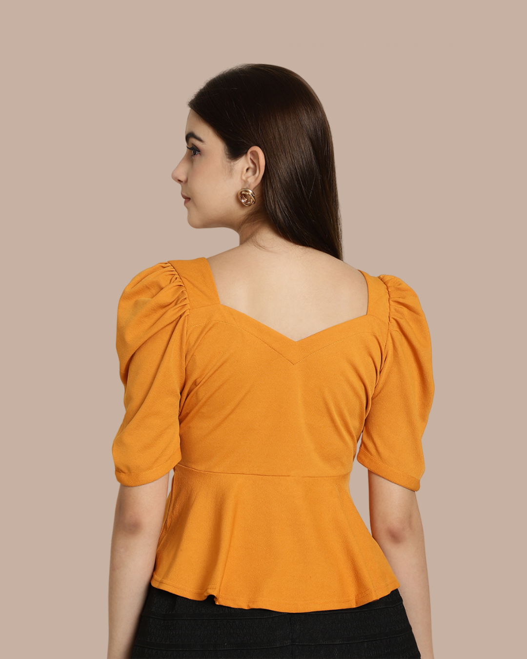 Puff Sleeve Yellow Casual Top