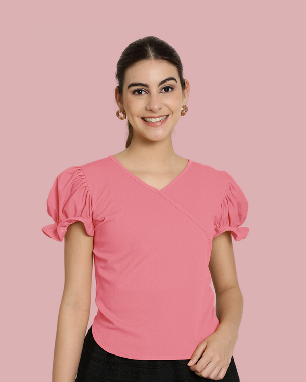 Chic Pink Short Sleeve Top