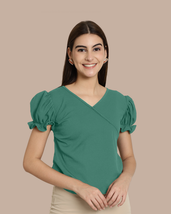 Chic Green Short Sleeve Top