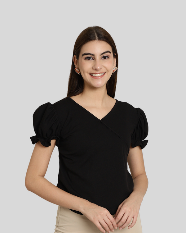 Chic Black Short Sleeve Top