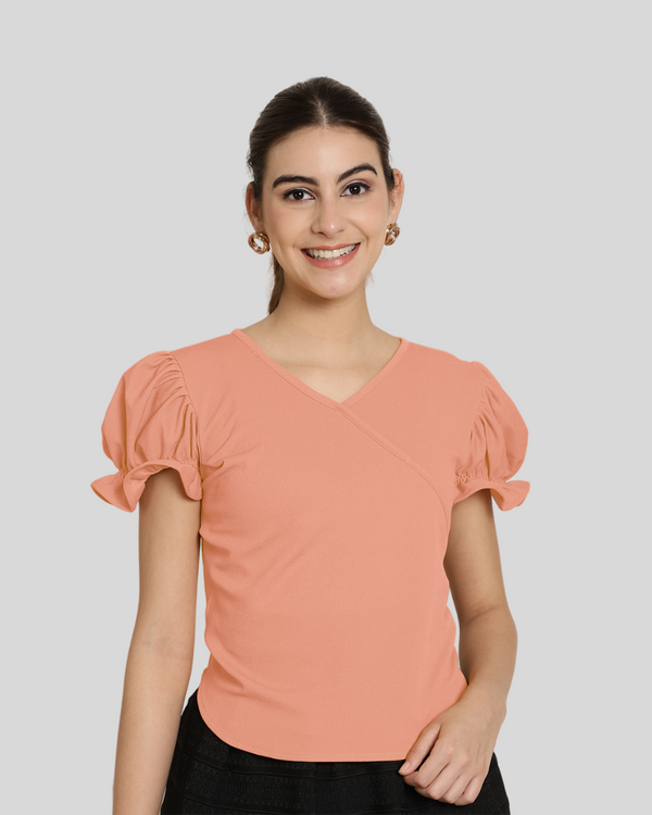 Chic Peach Short Sleeve Top