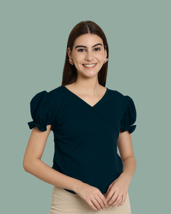 Chic Teal Short Sleeve Top