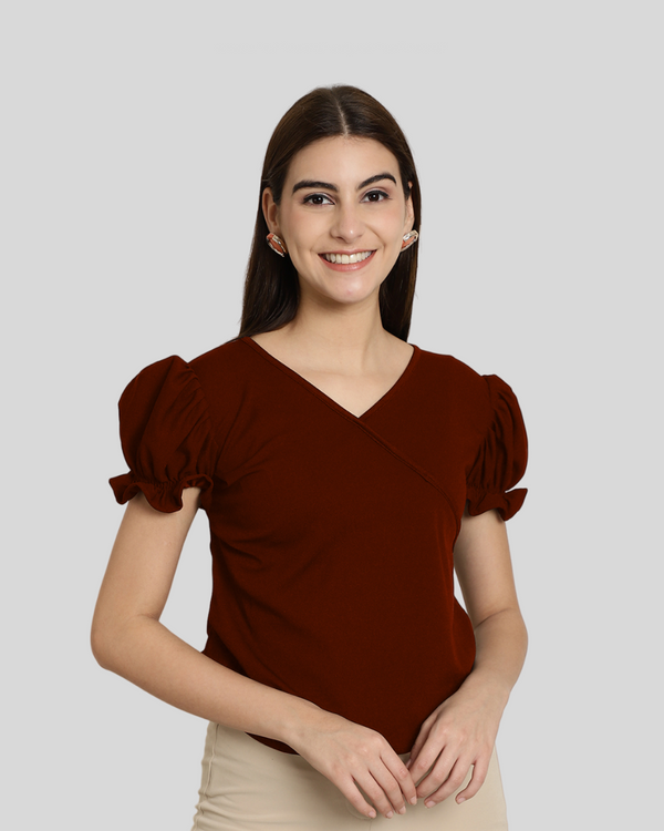 Chic Maroon Short Sleeve Top