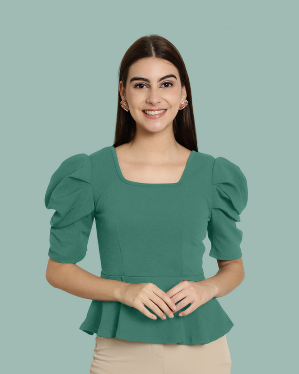 Stylish Solid Green Top