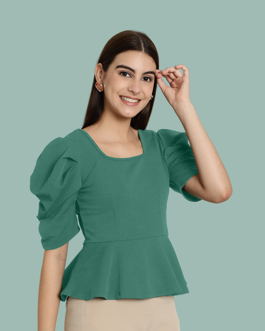 Stylish Solid Green Top