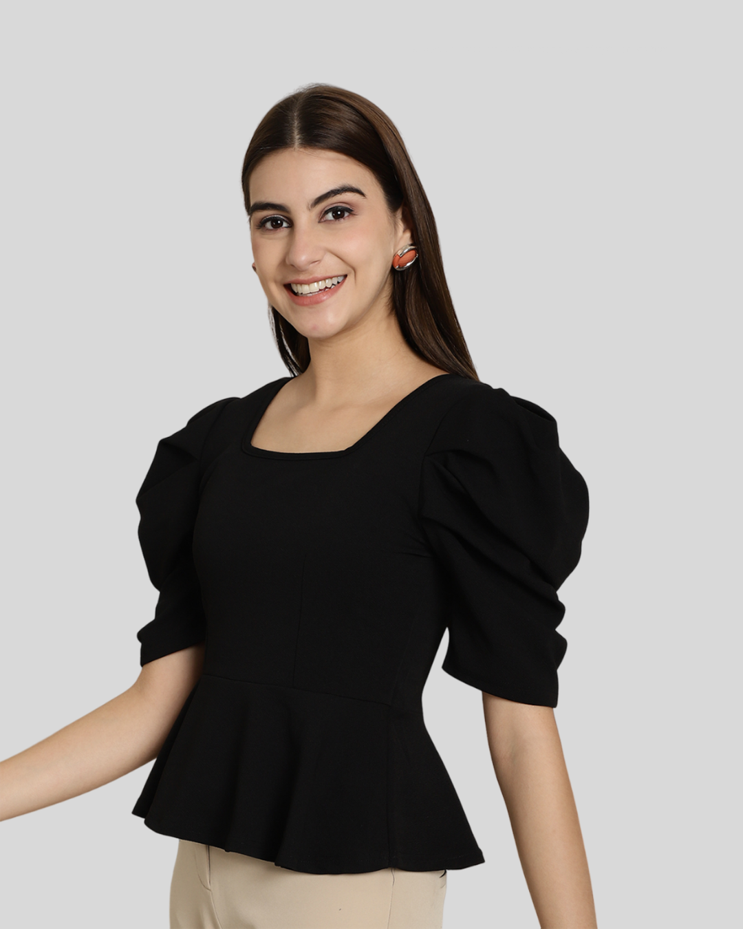 Stylish Solid Black Top