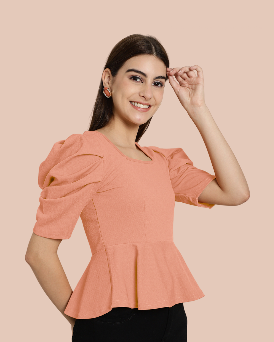 Stylish Solid Peach Top