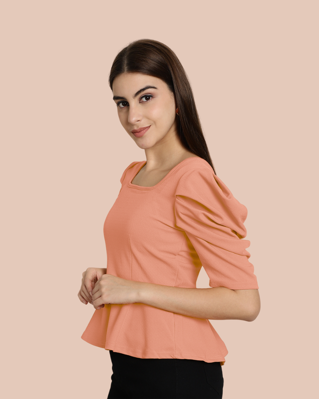 Stylish Solid Peach Top