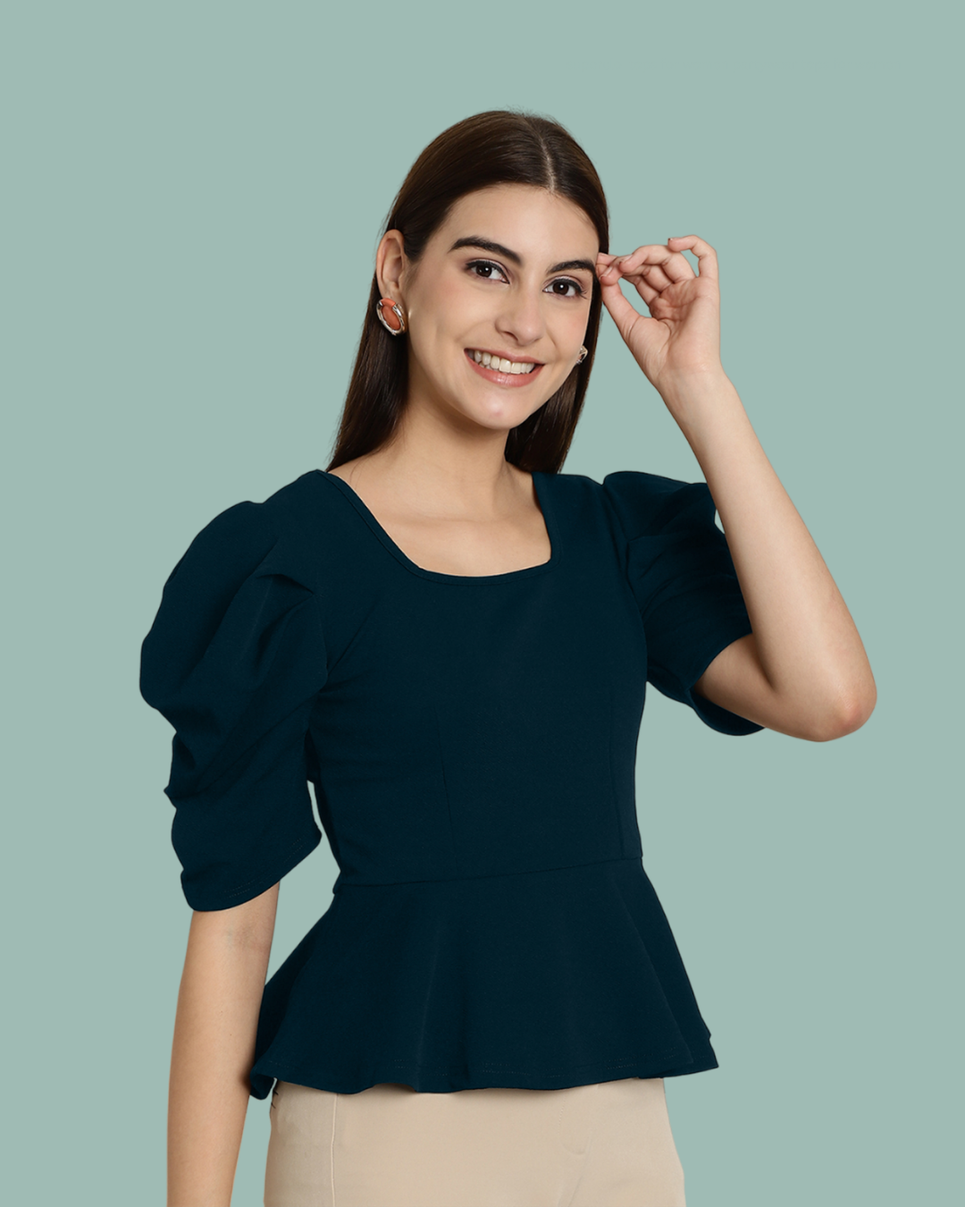 Stylish Solid Teal Top