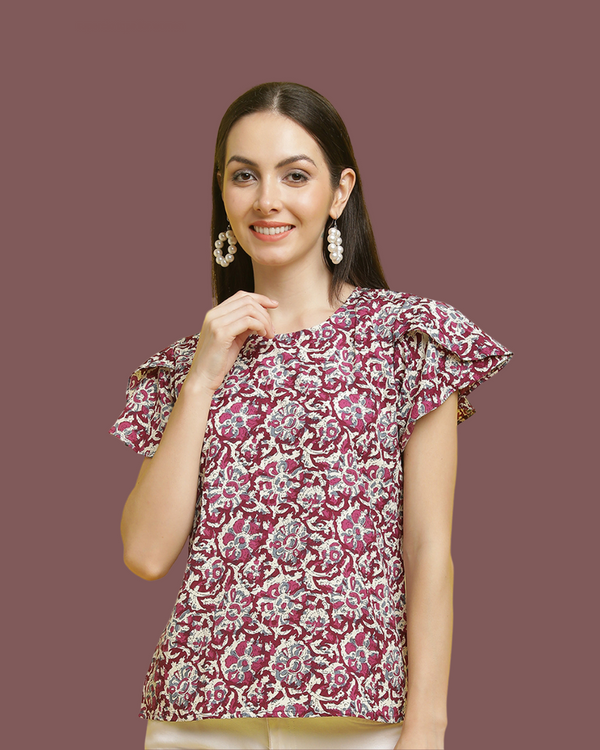 Modern Maroon Pattern Top