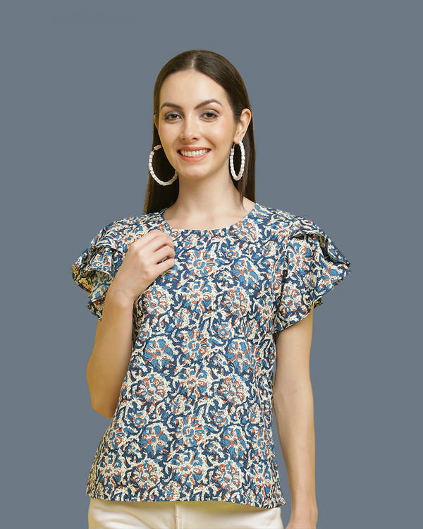 Modern Blue Pattern Top