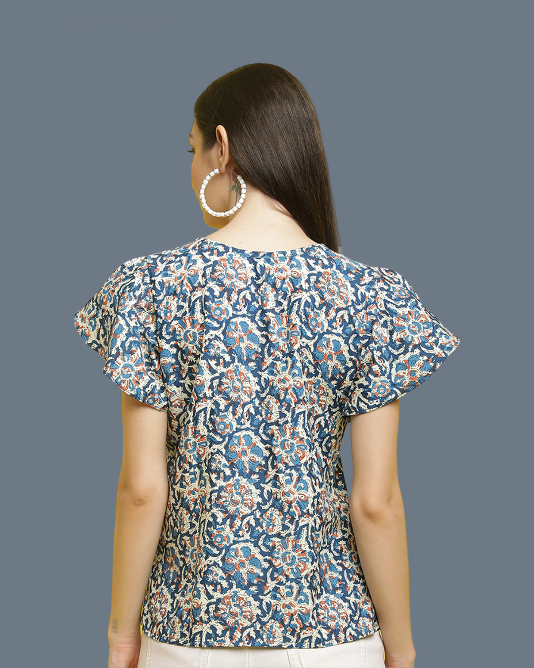 Modern Blue Pattern Top
