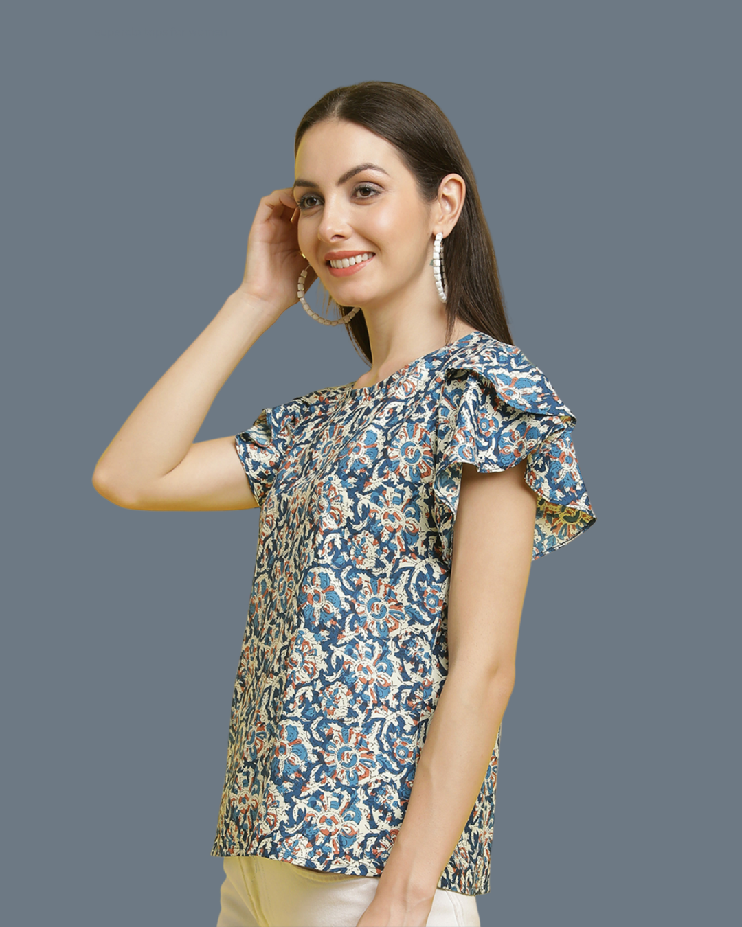Modern Blue Pattern Top