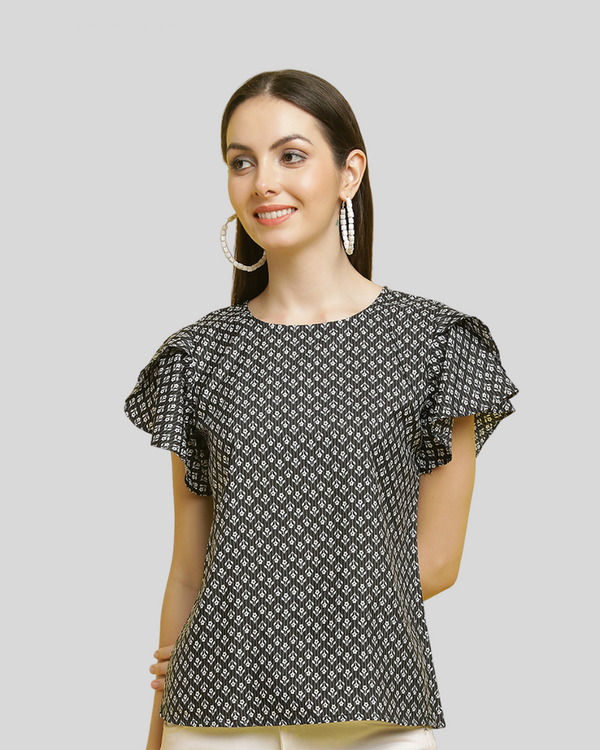 Modern Black Pattern Top