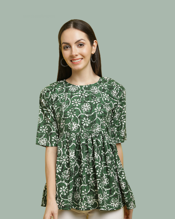 Modern Green Pattern Top