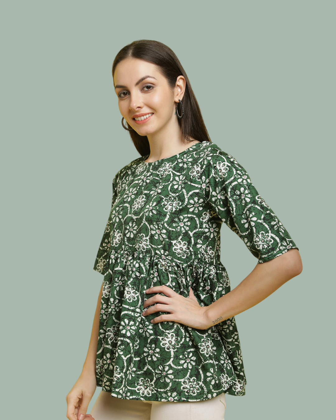 Modern Green Pattern Top