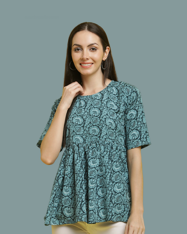 Modern Turquoise Pattern Top