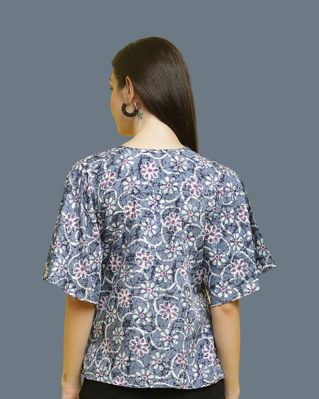 Modern Light Blue Patterned Top