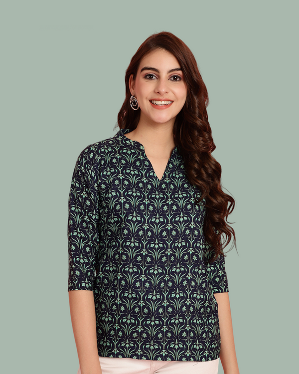 Dark Emerald Patterned Top