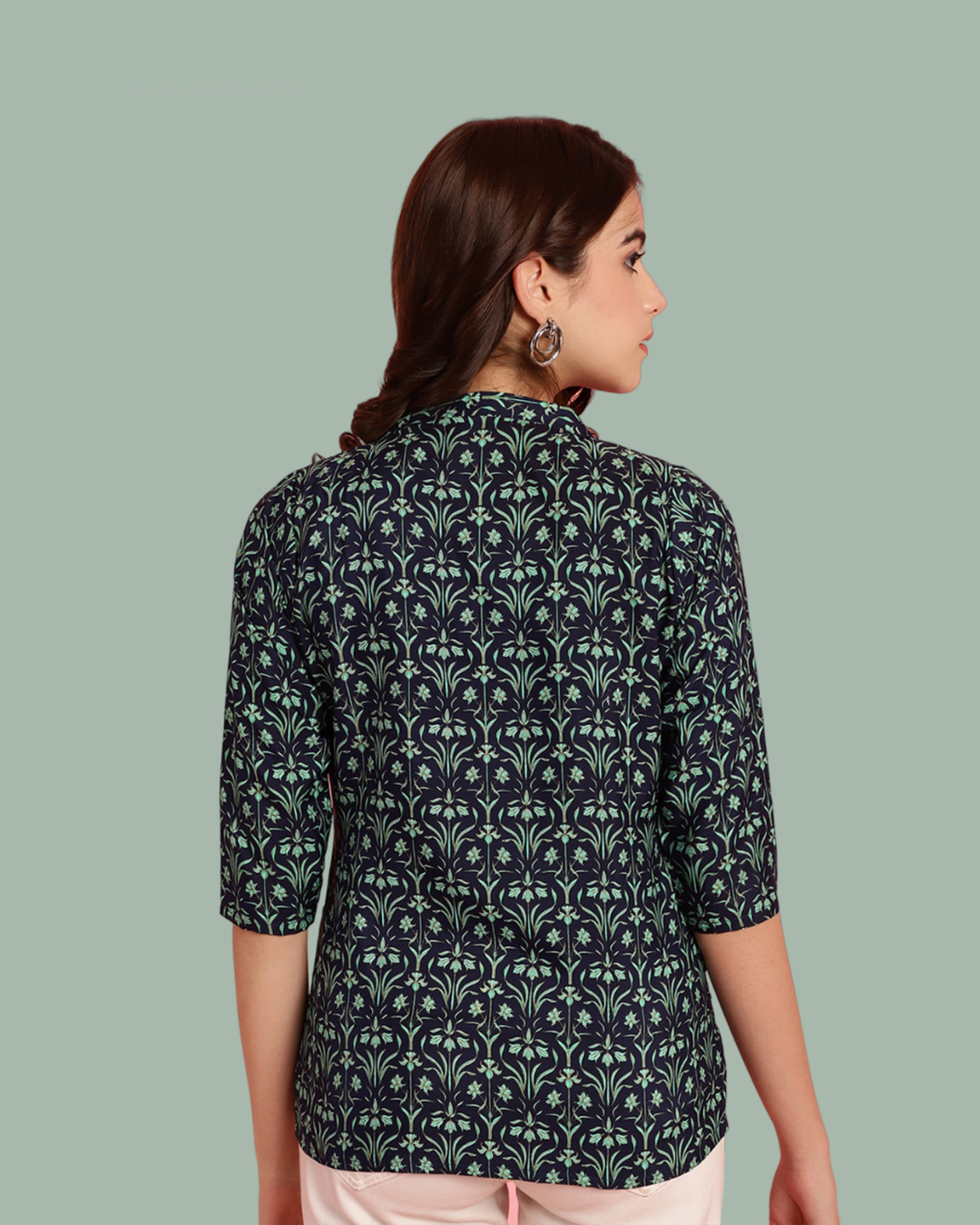 Dark Emerald Patterned Top