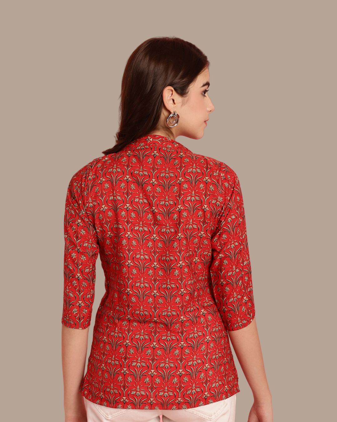 Bold Red Patterned Top