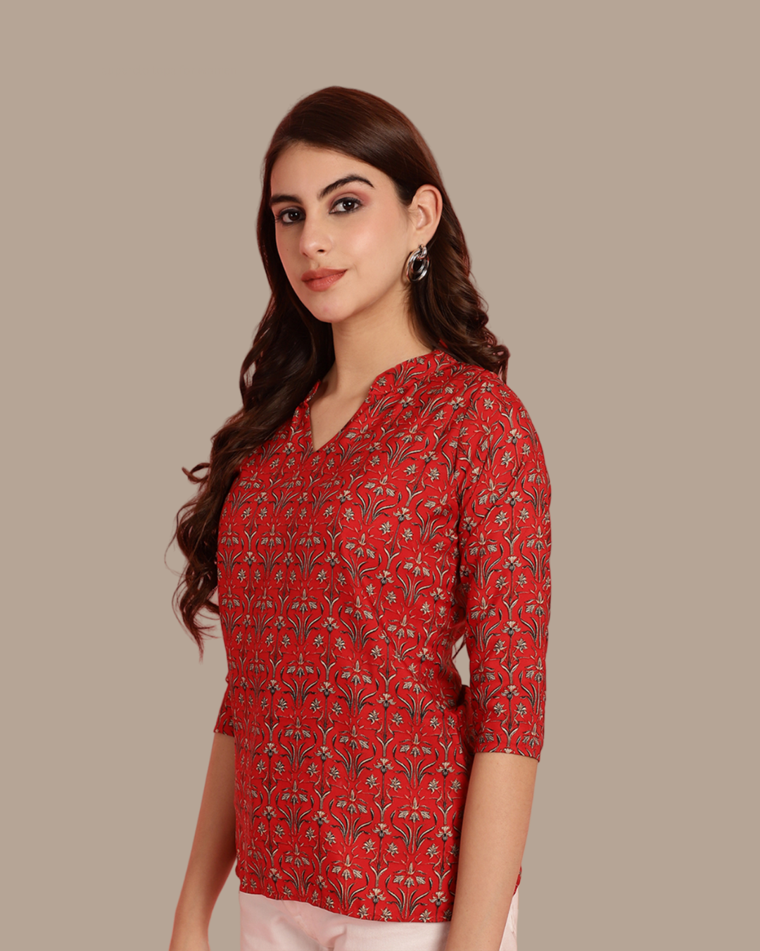 Bold Red Patterned Top