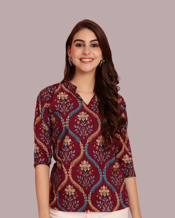 Traditional Touch Maroon Top