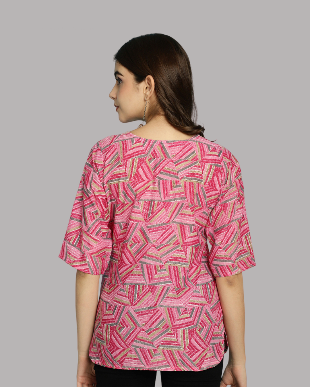 Geometric Pink Triangular Top