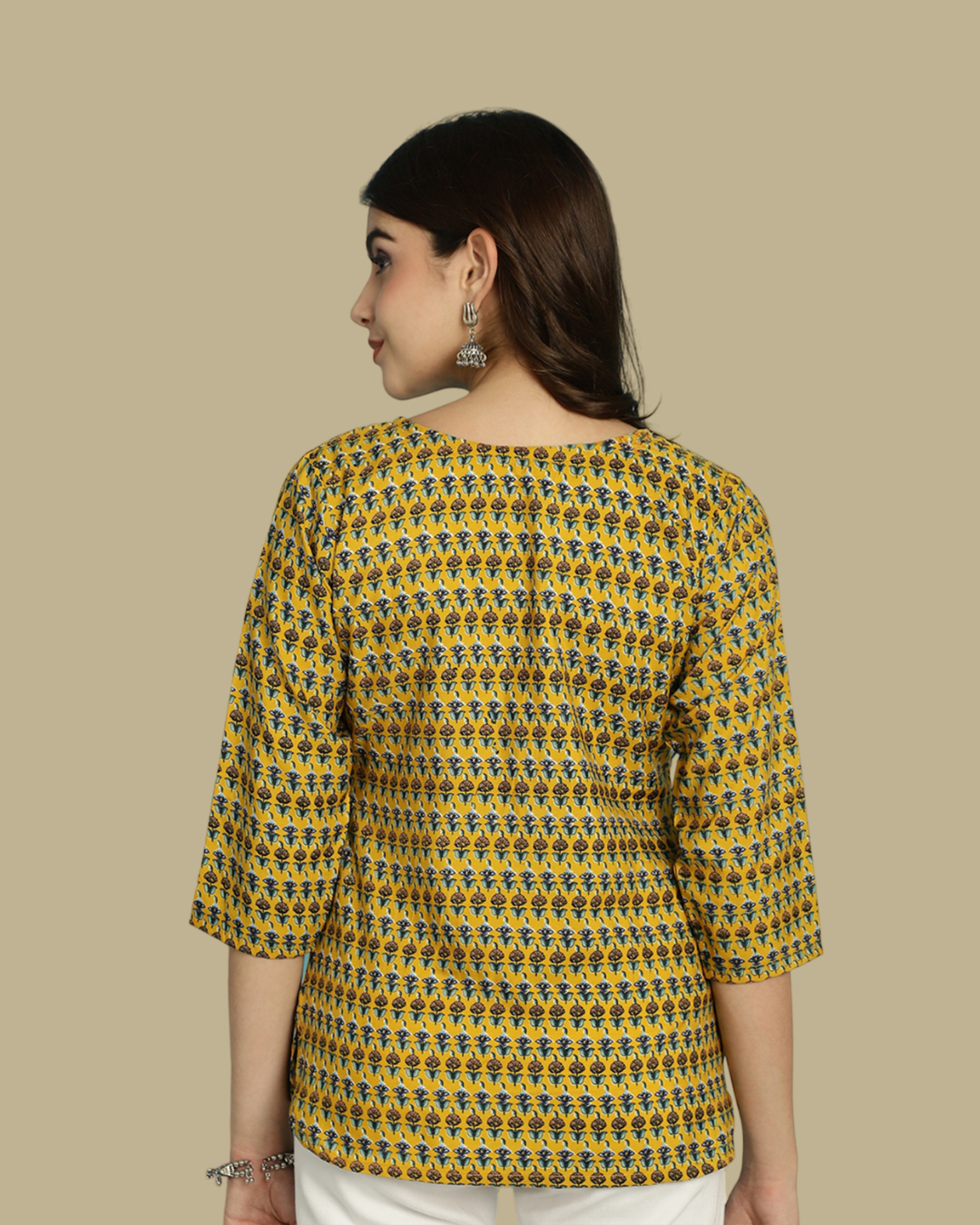 Mustard Yellow Printed Top