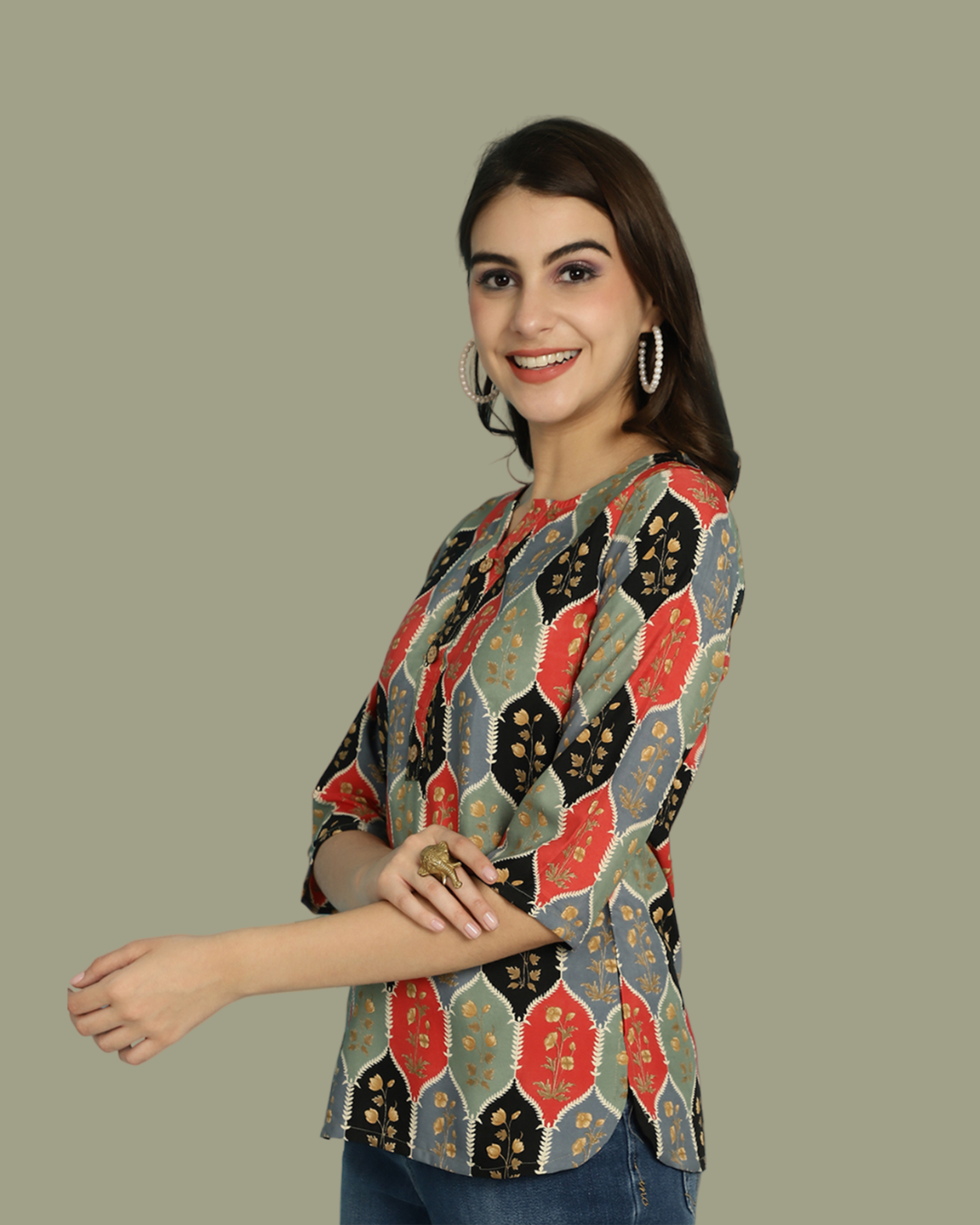 Colorburst Block Print Top