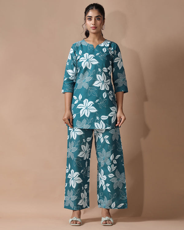 Frosted Blue Pure Cotton Co-ord Set