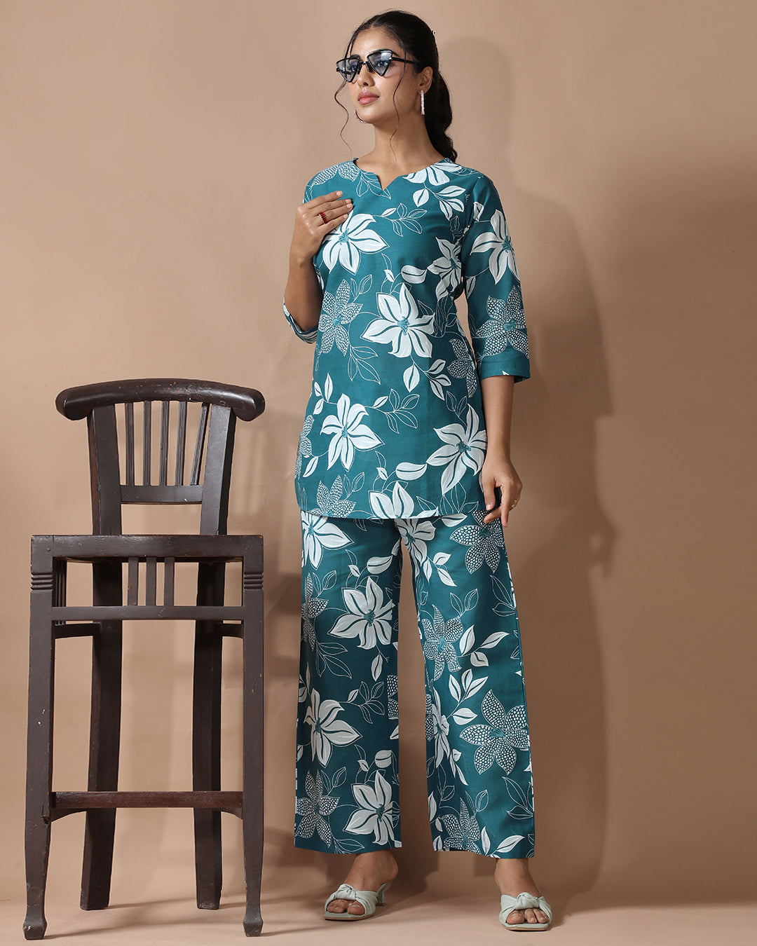 Frosted Blue Pure Cotton Co-ord Set