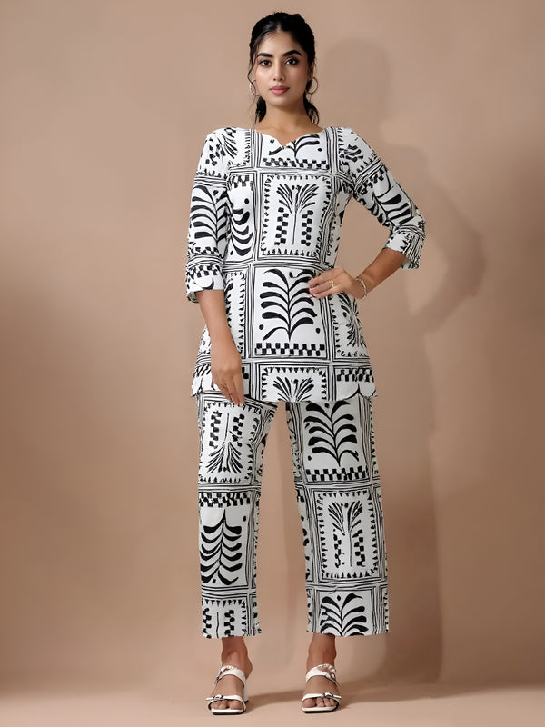 Black and White Pure Cotton Co-ord Set
