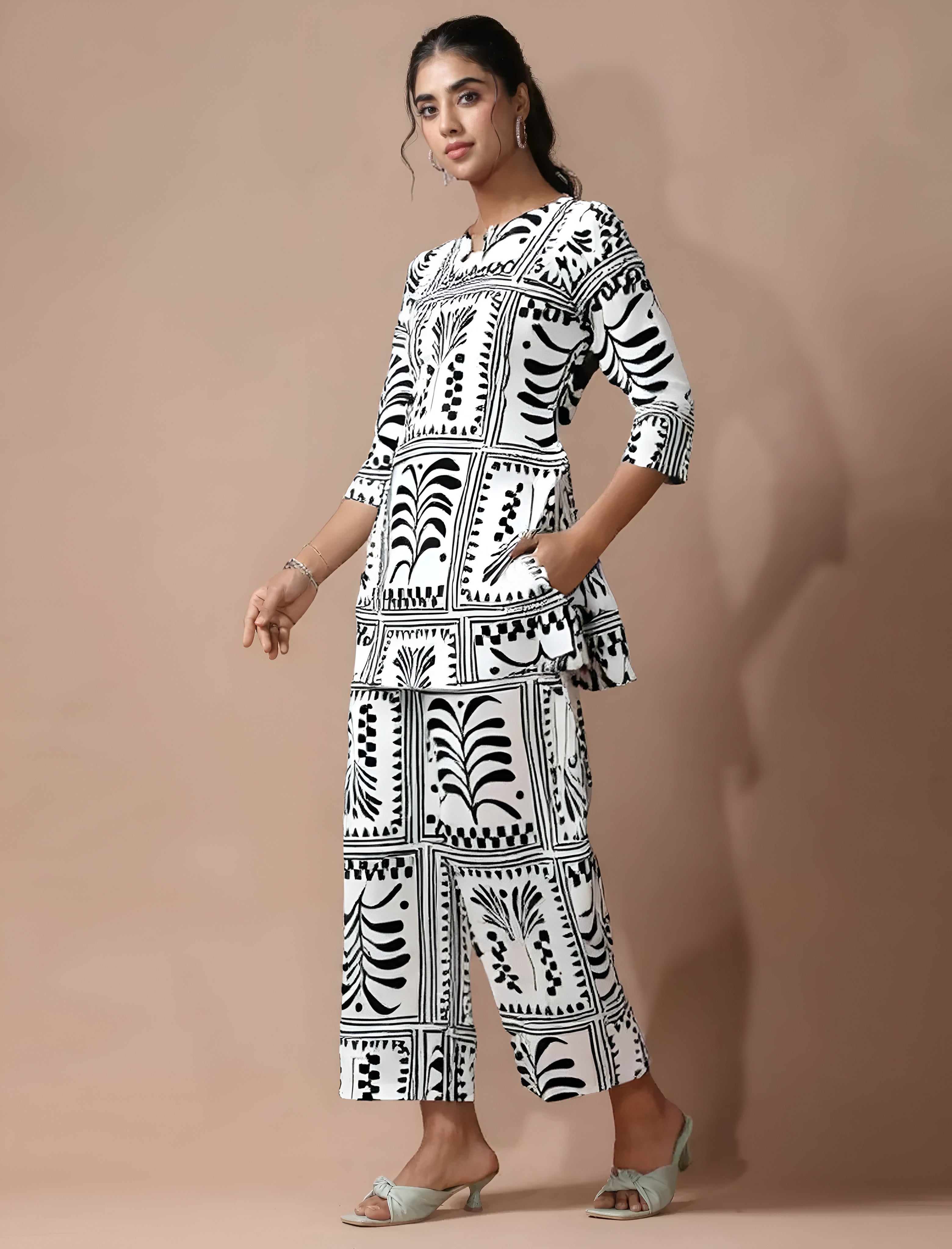 Black and White Pure Cotton Co-ord Set