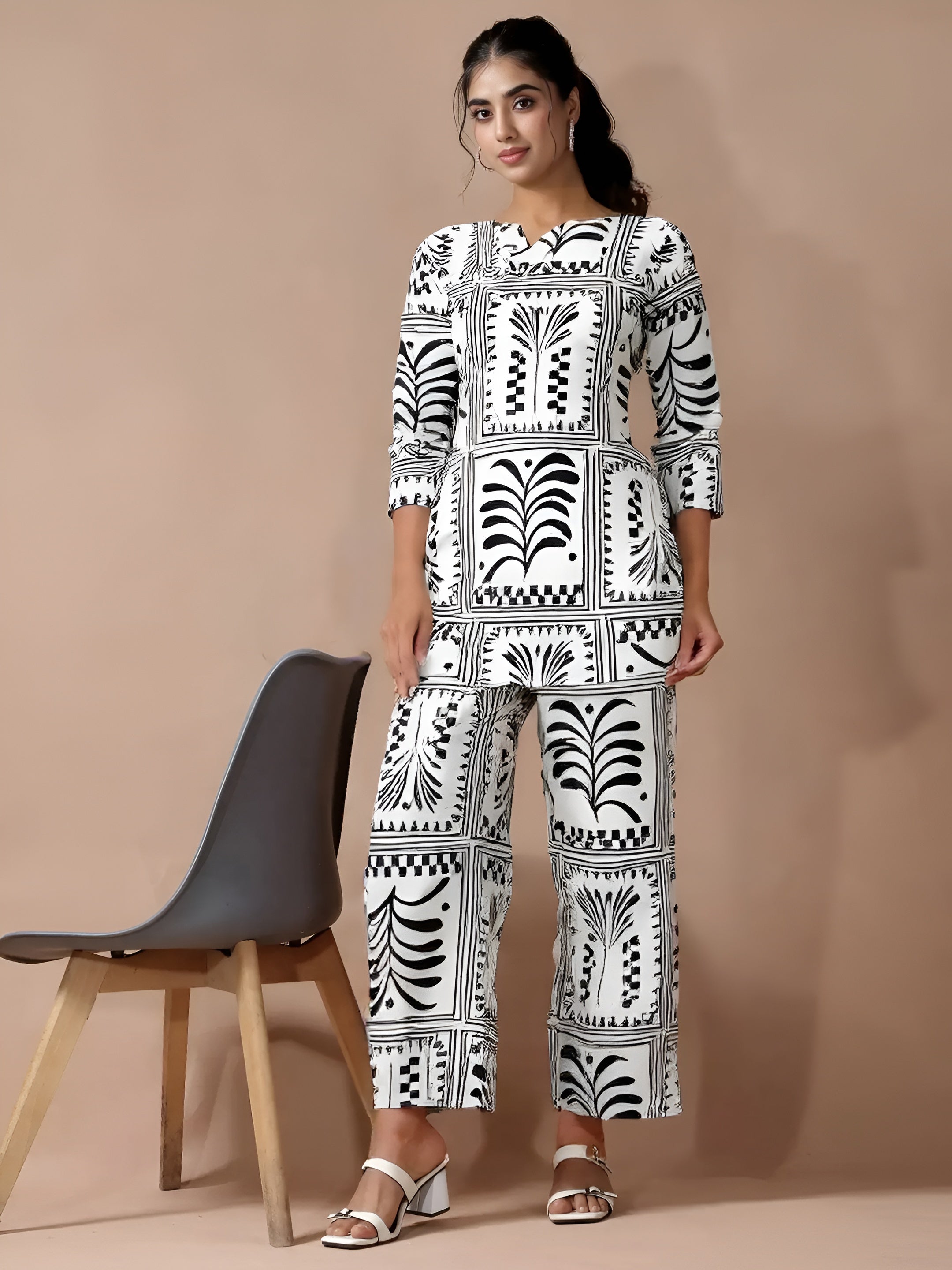 Black and White Pure Cotton Co-ord Set