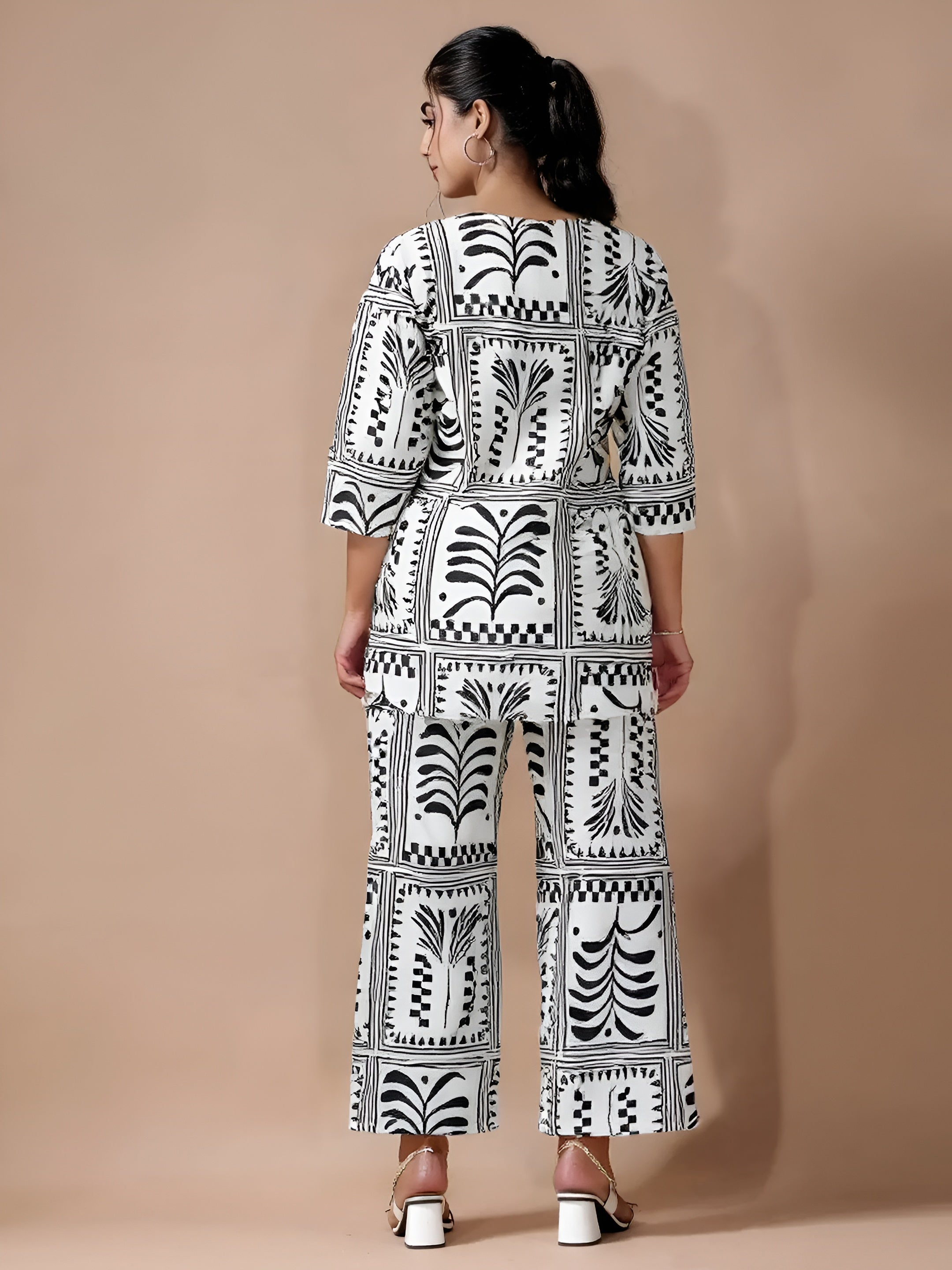 Black and White Pure Cotton Co-ord Set