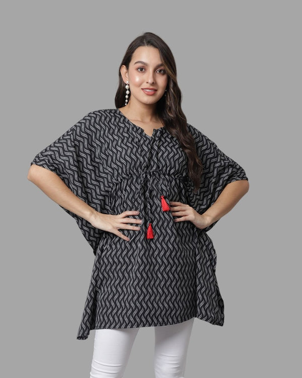 Charcoal Grey Print Kaftan