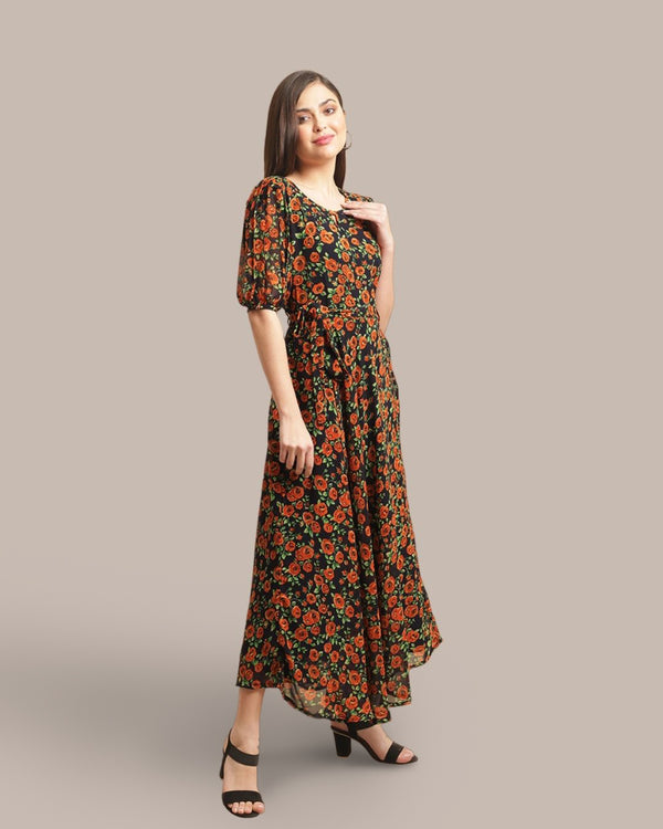 Black Rose Garden Maxi Dress