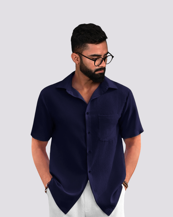 Nautical Blue Textured Shirt