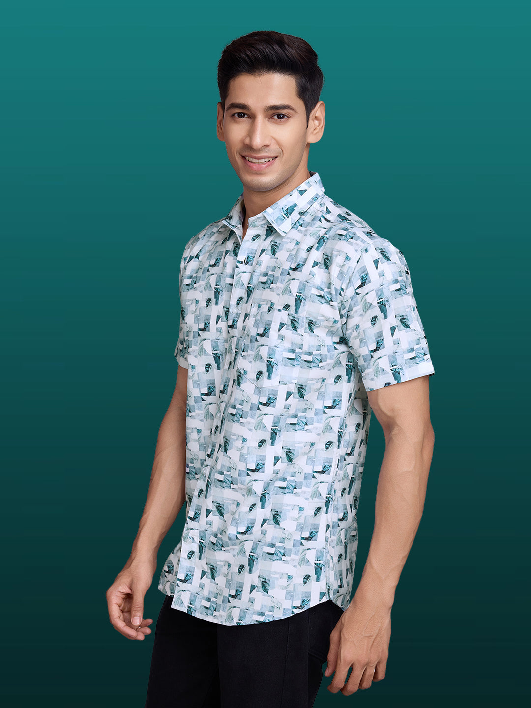 Blue Accent White Shirt